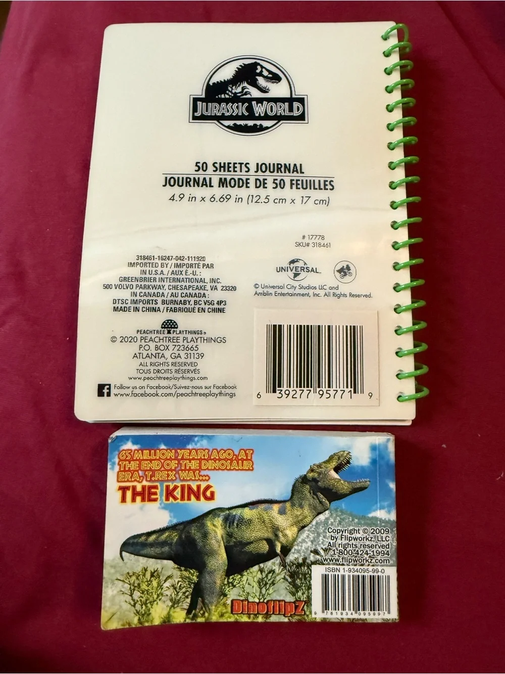Jurassic World Spiral Journal  Green Coil & flip book Jurassic Park